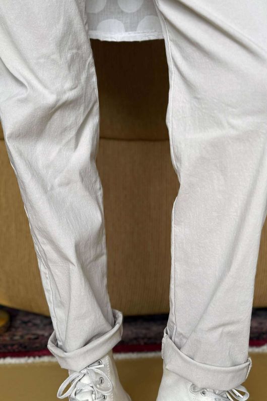 Made in Italy Luxury Smooth Magic Trouser Stone 